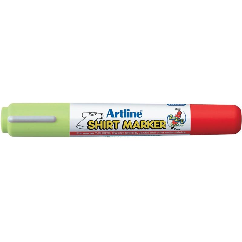 Bút Lông Vẽ Áo 2 Đầu - Artline EKT-25TT - Màu Vàng Chanh + Đỏ