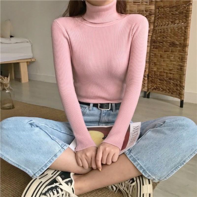 Áo len tăm cao cổ lọ/ Áo len gân cao cổ lọ