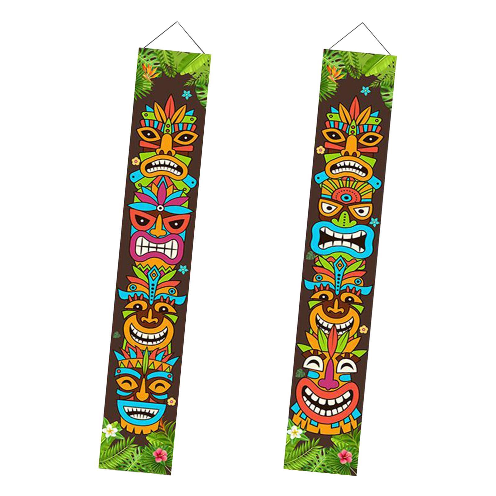 2 Pieces  Banner Tropical Door Porch Banner Carnival Door Banner Sign for Shop Decoration Parade Car Backyard Room Decoration