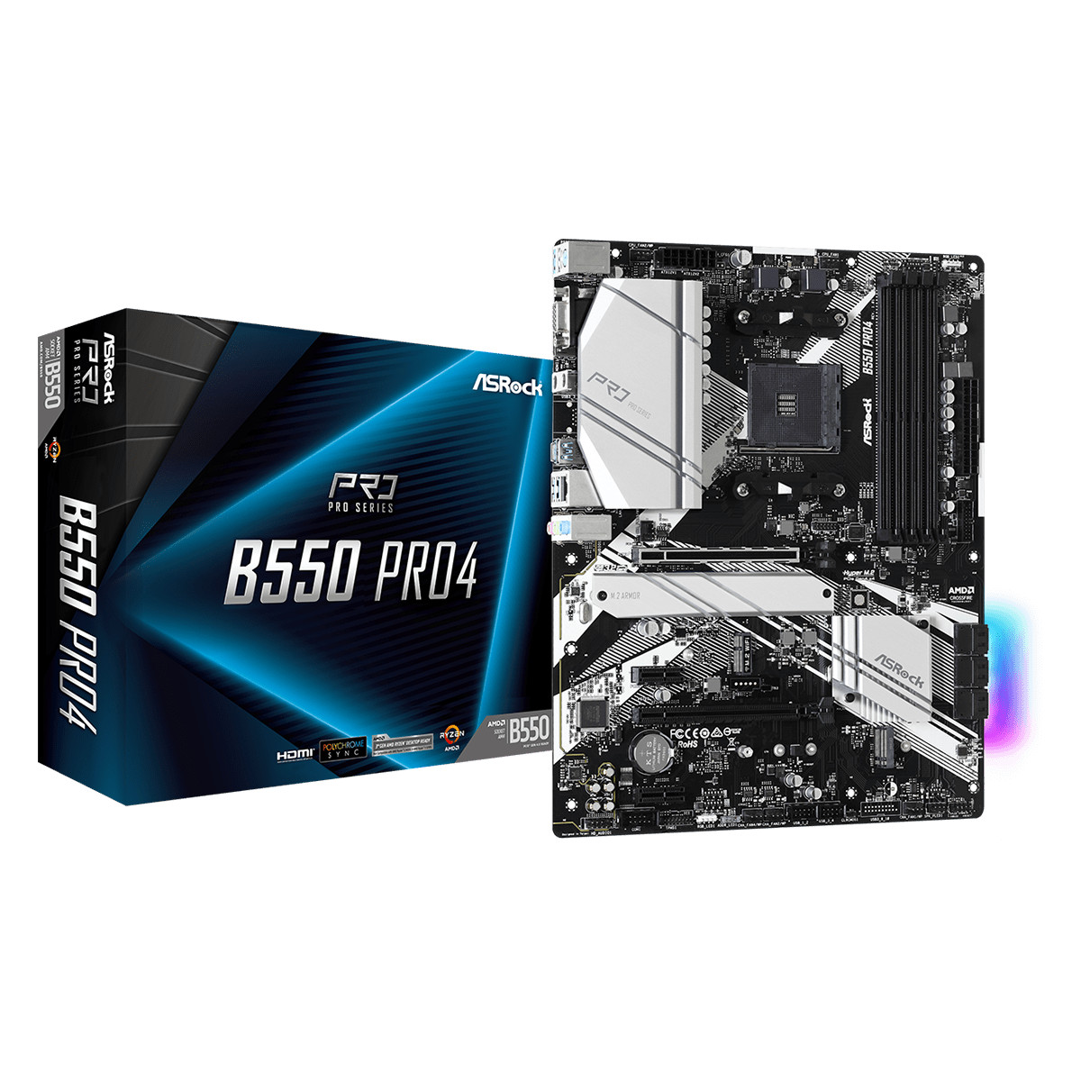 Bo mạch chủ Mainboard ASRock B550 Pro4 Supports 3rd Gen AMD AM4 Ryzen - Hàng Chính Hãng