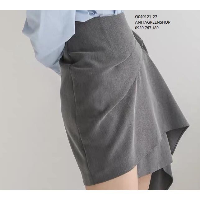 Chân váy nữ vạt xép công sở cách điệu Q04-0121