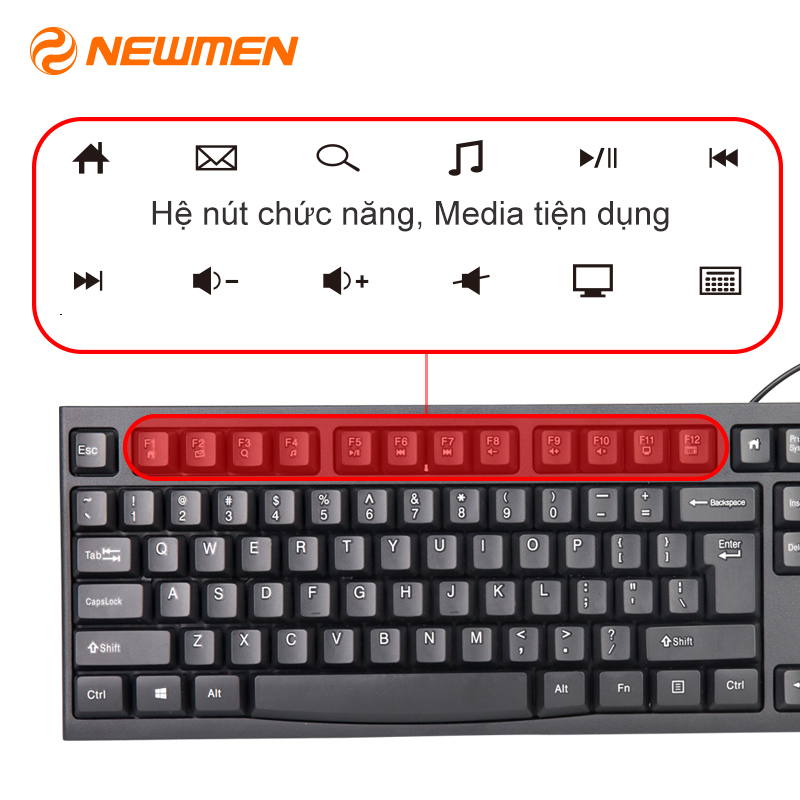 Bàn phím văn phòng có dây Newmen E007-Hàng chính hãng