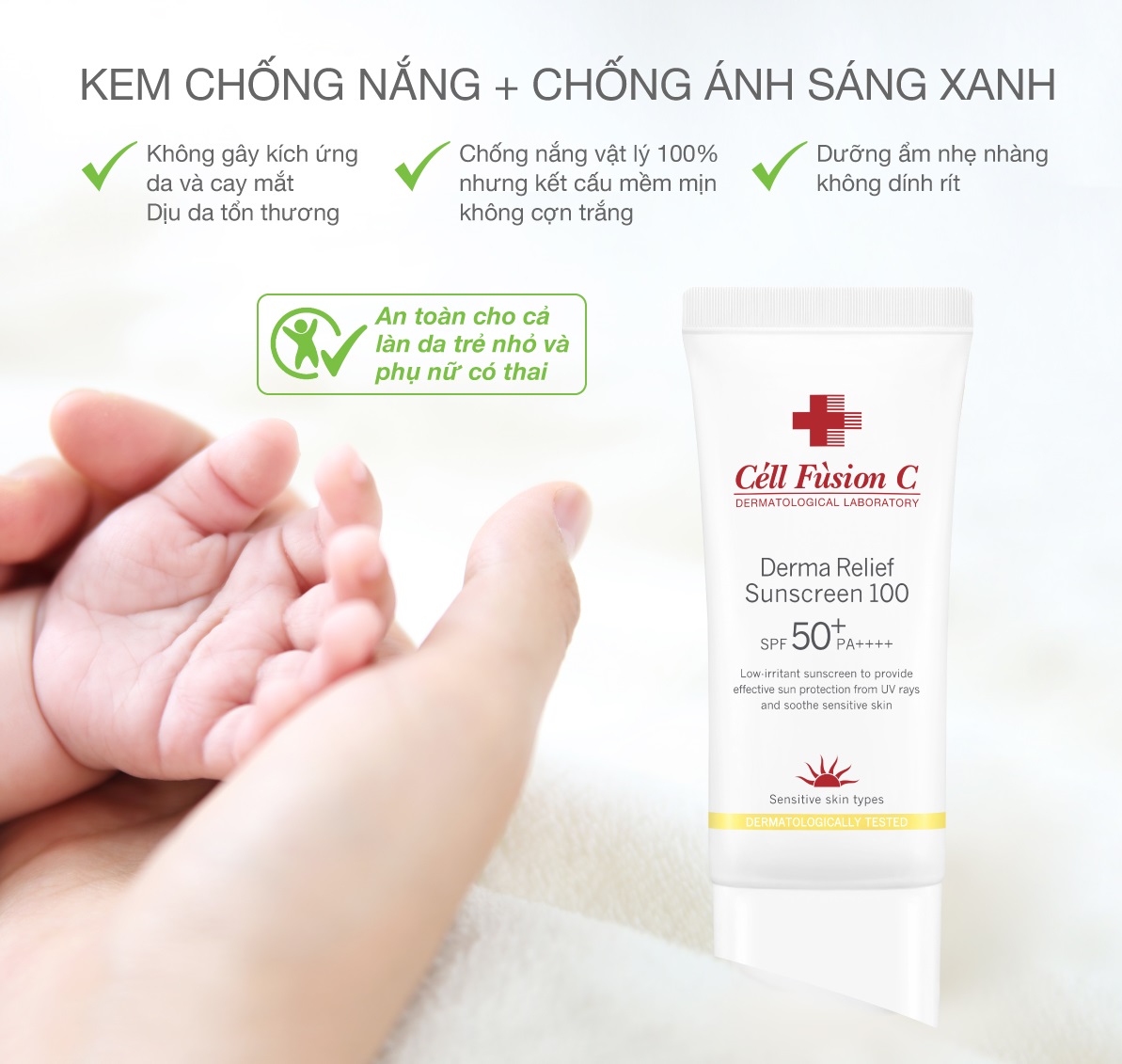 Kem Chống Nắng Cell Fusion C Derma Relief Suncreen 100 SPF 50+ PA++++ (Dung Tích: 35ml)