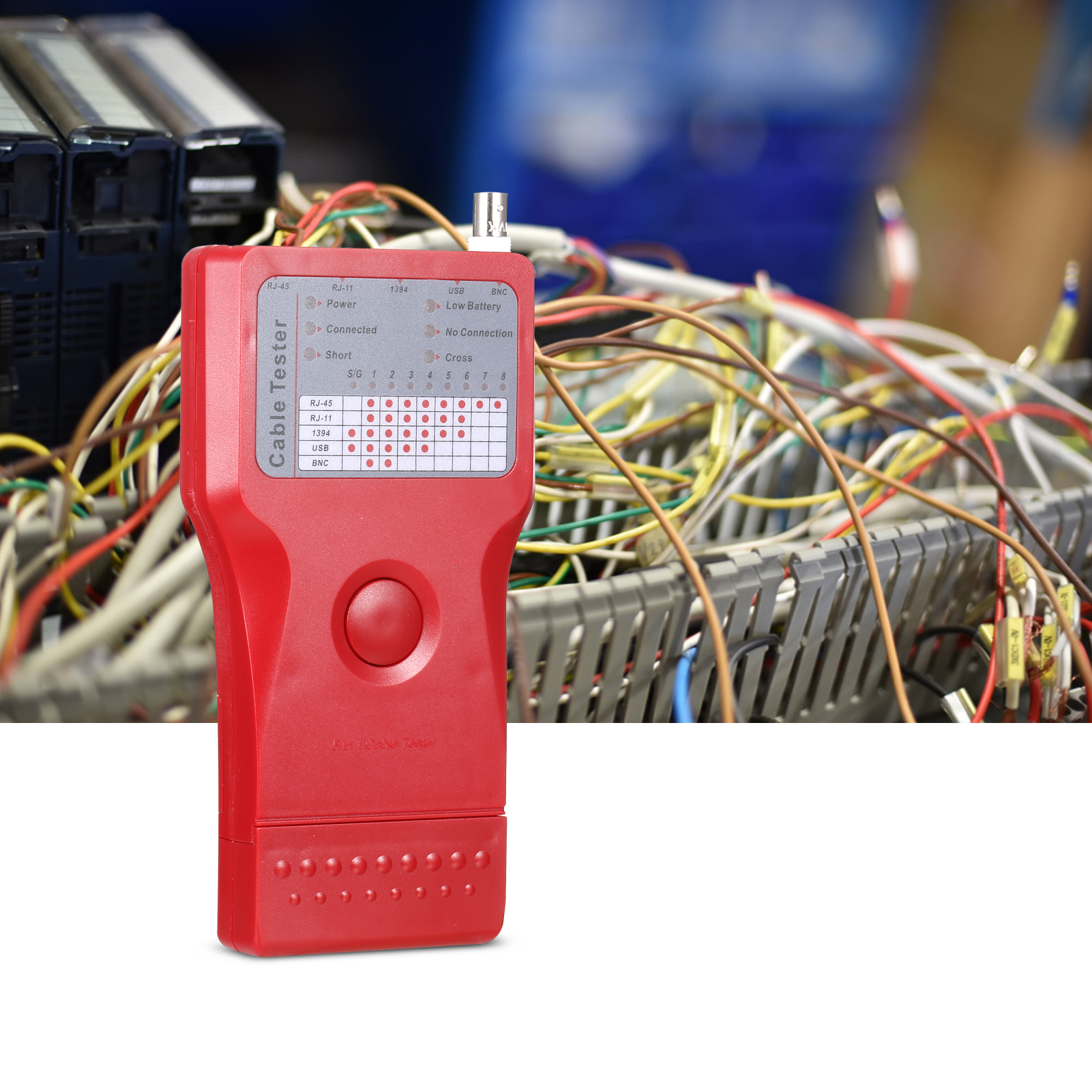 Bộ Kiểm Tra Cáp Mạng Đa Chức Năng 5 Trong 1 RJ45 RJ11 Utp Stp BNC Cable Tester 1394 Line Tester Với Bộ Điều Khiển Từ Xa
