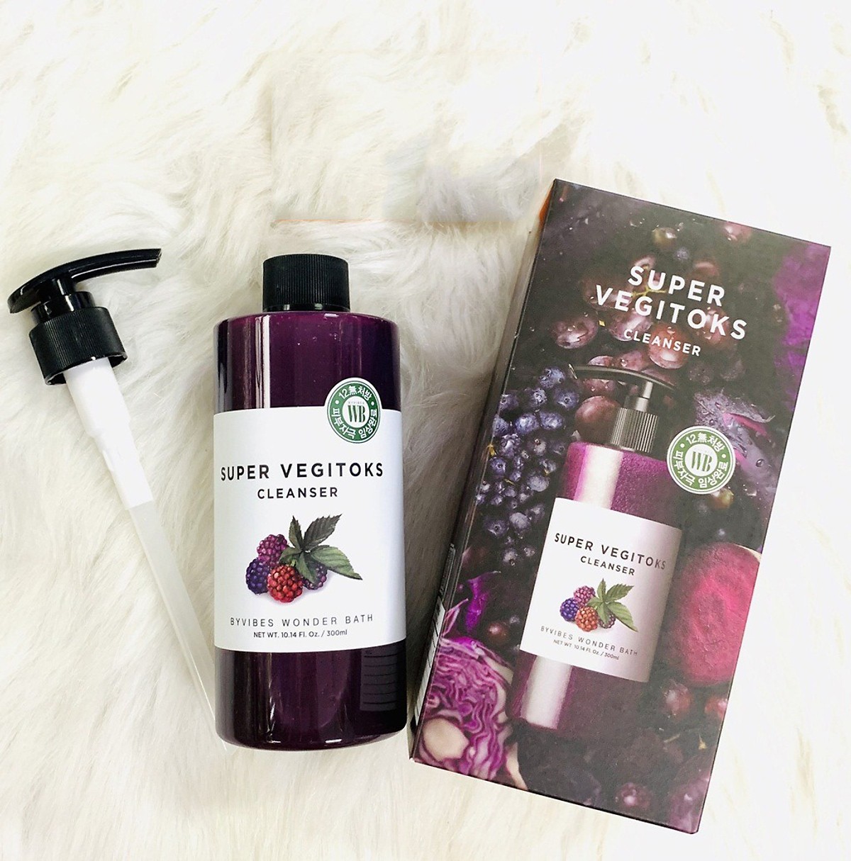 Sữa Rửa Mặt Sủi Bọt Khí 3 in 1 Tẩy Trang - Rửa Mặt Thải Độc Tố Wonder Bath Super Vegitoks Cleanser Purple 300ml