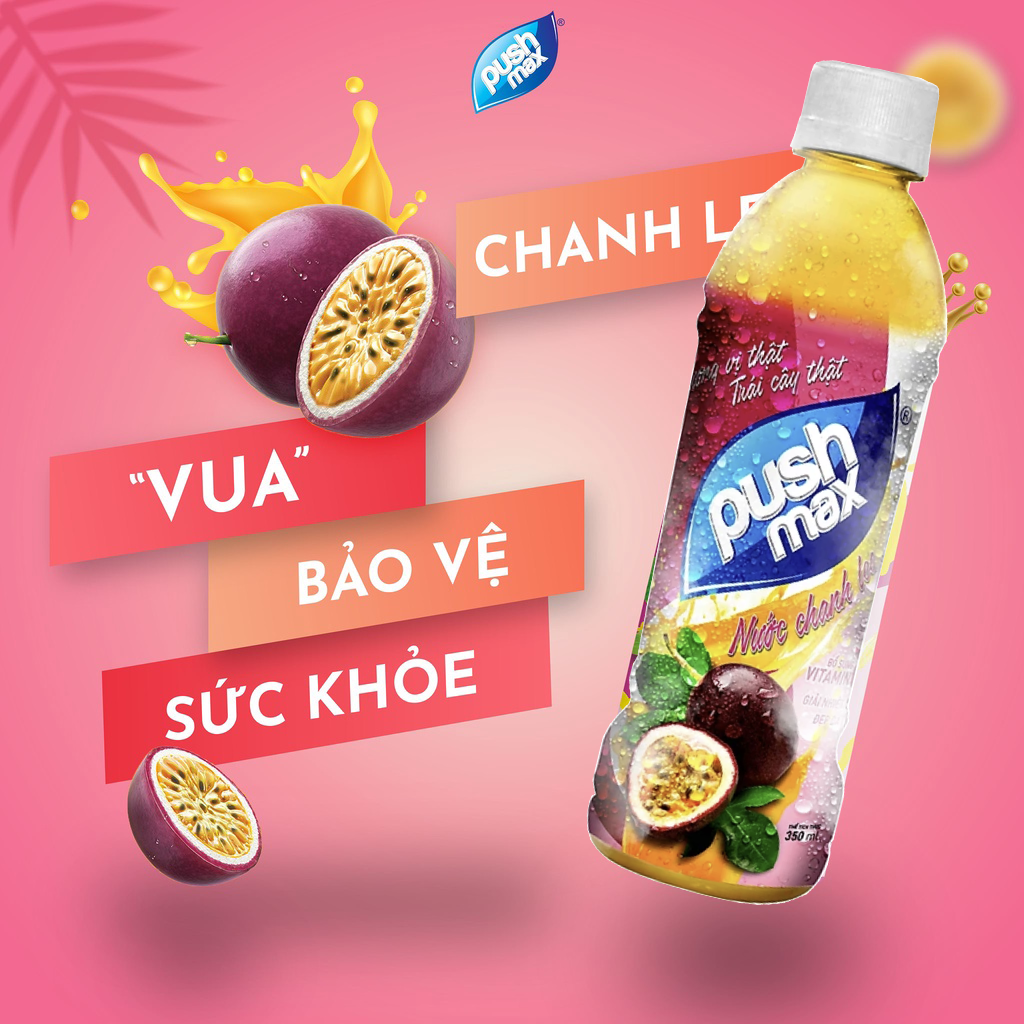 Lốc 6 Chai Nước Trái Cây Pushmax Chanh Leo (350ml x 6 Chai)