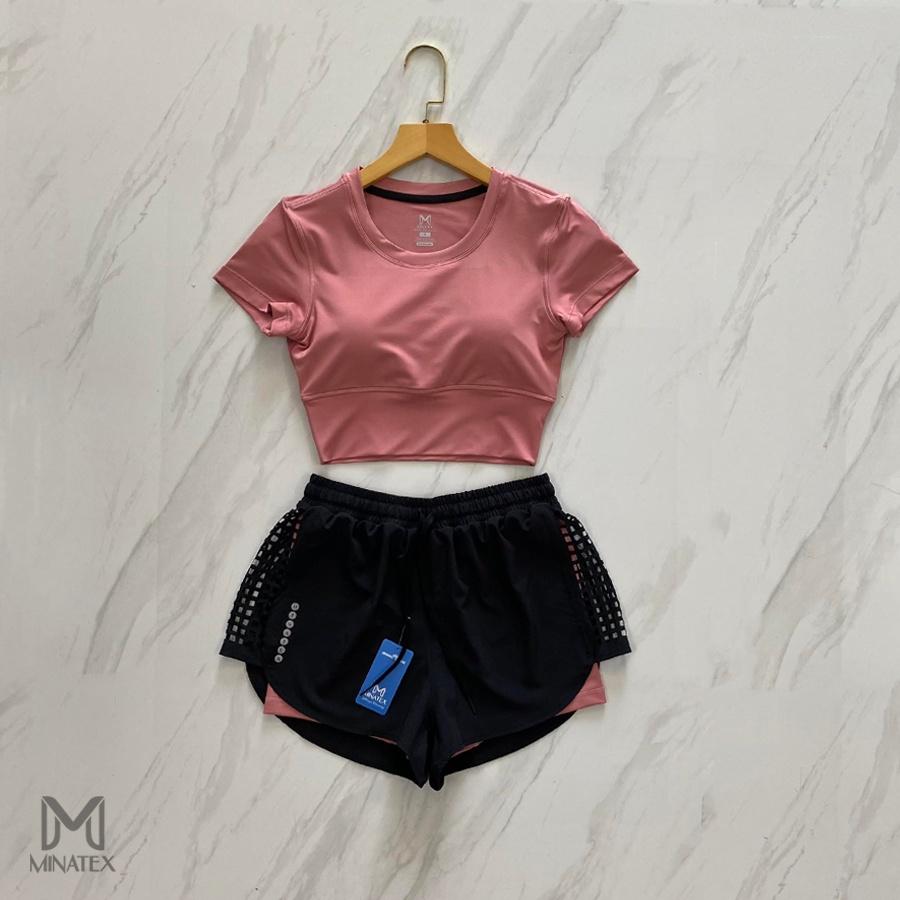 Bộ croptop quần đùi kèm đệm mút Minatex