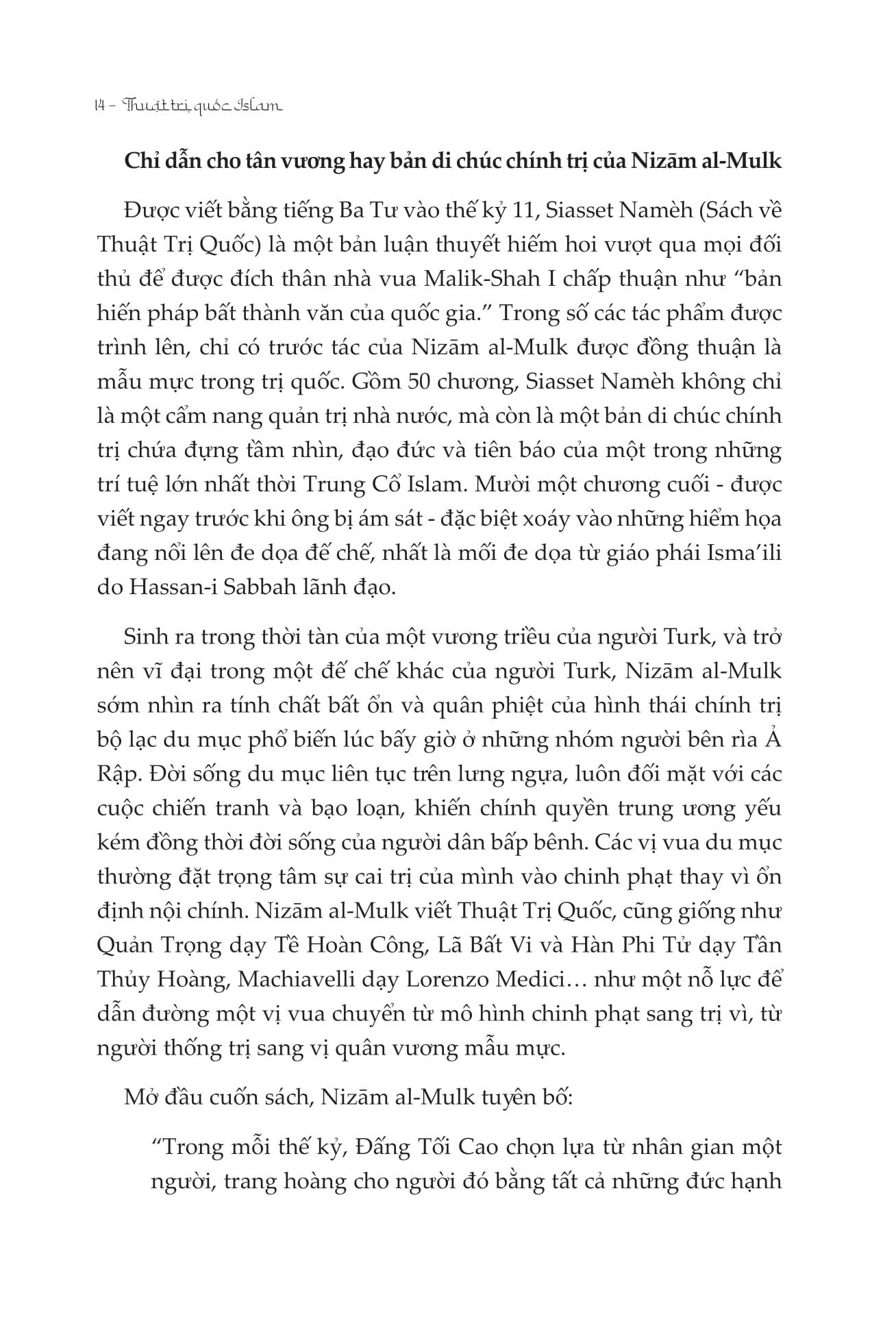 Sách - Thuật Trị Quốc Islam - Siasset Namèh - Bìa Cứng