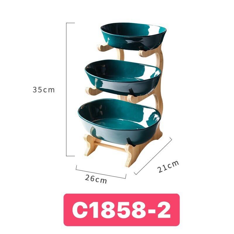 Khay hoa quả, bánh kẹo đế gỗ 2 tầng, 3 tầng