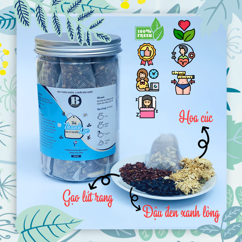 Trà Gạo Lứt Đậu Đen Hoa Nhài Hoa Cúc Detox Thanh Lọc Giảm Stress Brown Rice - Hoa Cúc