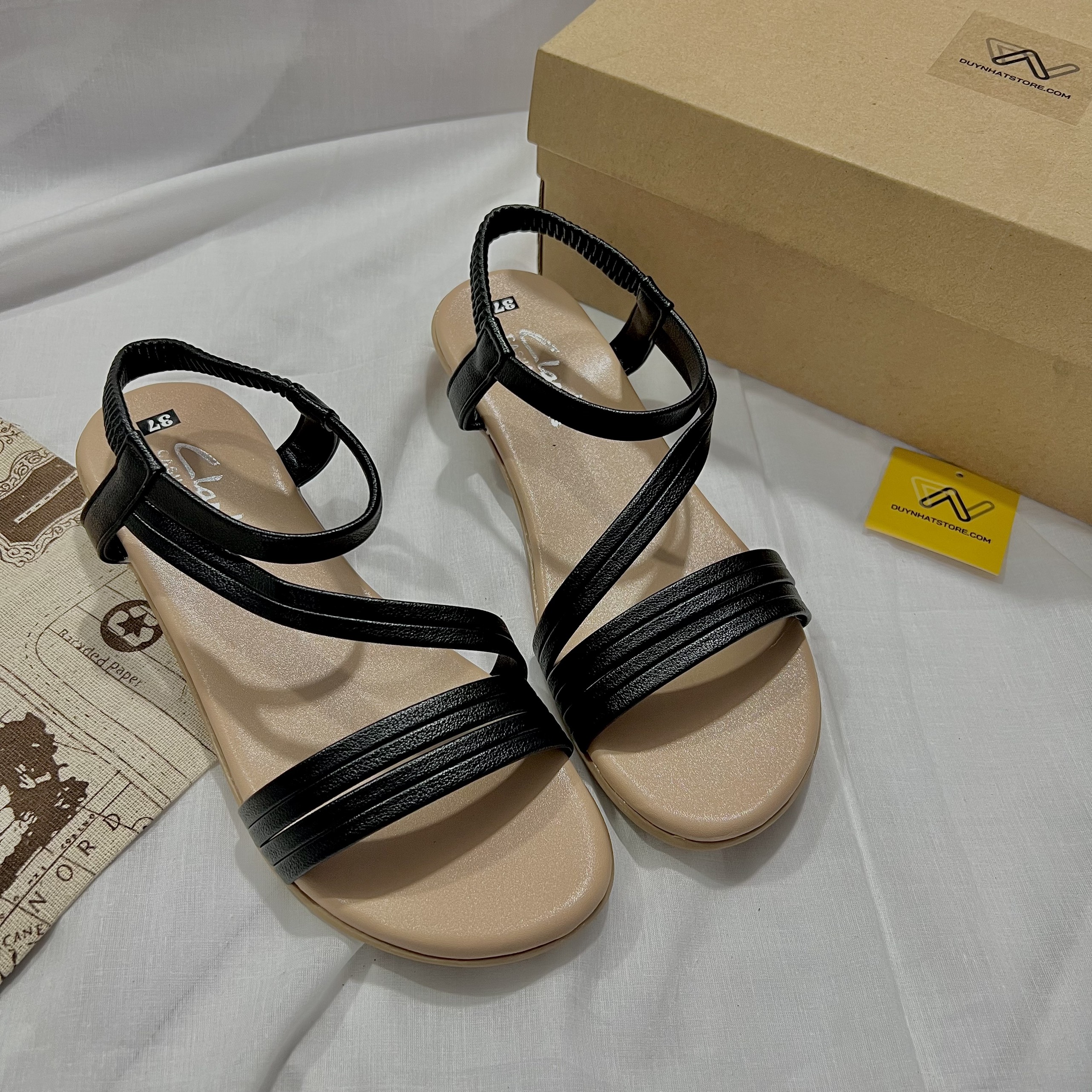 Giày Sandal Nữ Quai Ngang Dây Chéo Cao 2cmBánh Mì Duy Nhật Store Phối Khóa Da Mờ Học Sinh Đi Học Đẹp Đơn Giản Bền Đế Cao