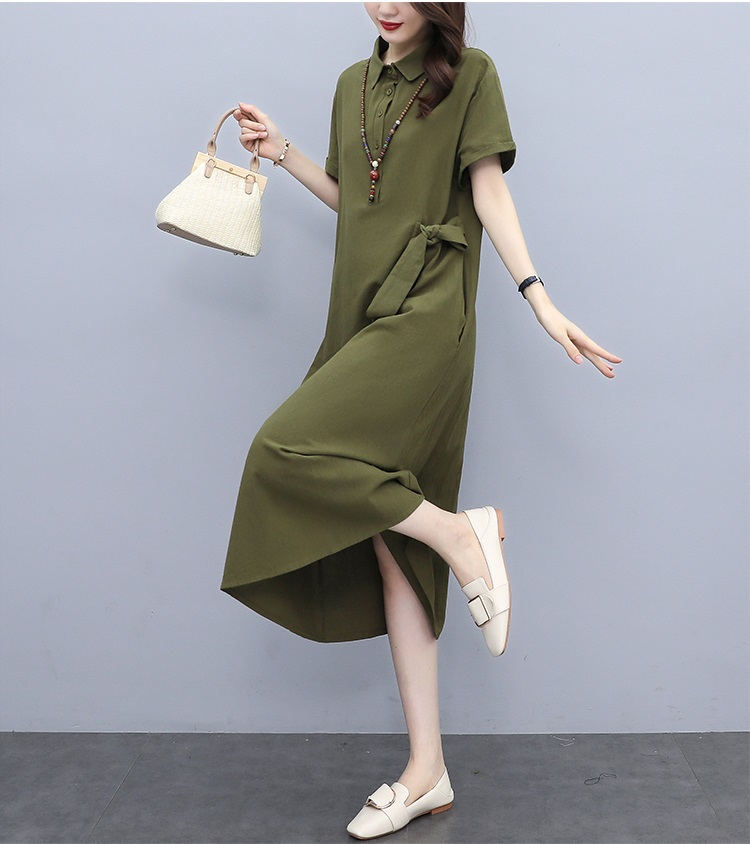 Đầm suông cỏ sơ mi linen công sở form rộng, 2 túi chéo siêu xinh, phong cách Hàn Quốc thanh lịch CS61