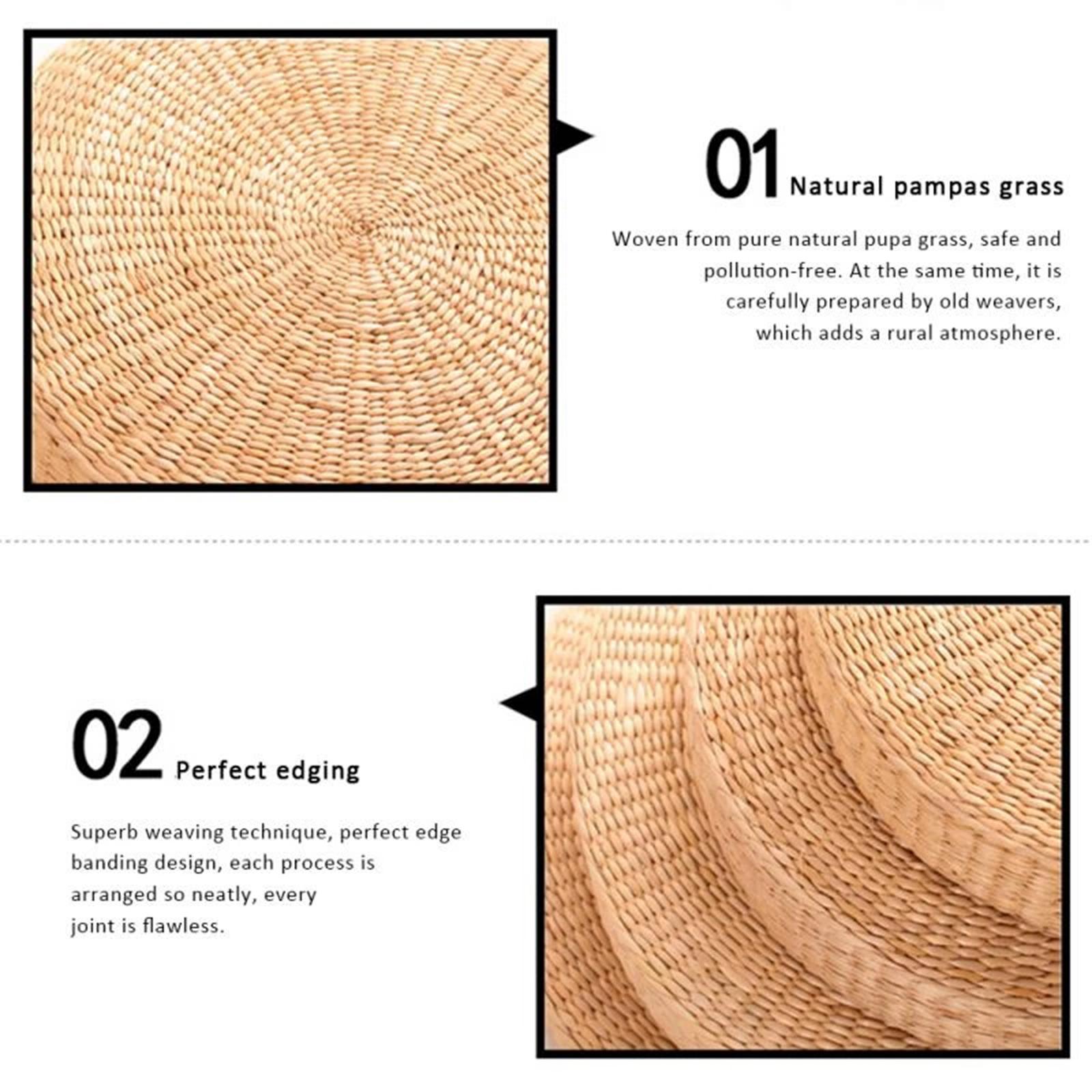 Round Straw Woven Tatami Cushion Floor Pouf Meditation Seat Mat