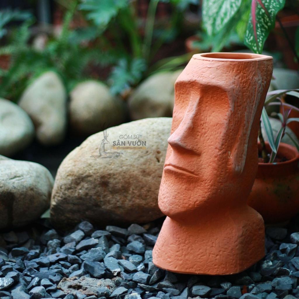 Chậu Gốm Đất Nung hình Tượng Thần Moia  M14xC35cm