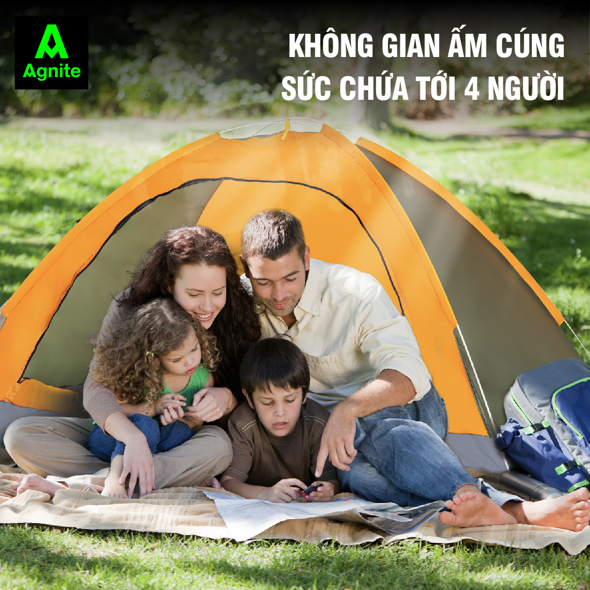 Lều cắm trại Agnite, lều picnic, lều dã ngoại tự bung, lắp và tháo dễ dàng nhanh chóng, nhiều mẫu mã, kích thước