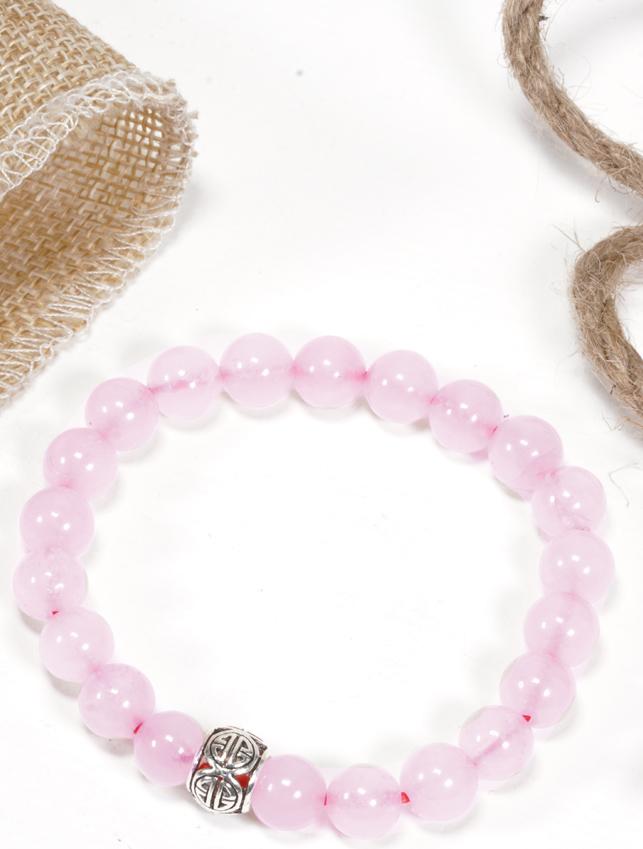 Vòng thạch anh hồng Phối Charm bạc Ngọc Quý Gemstones