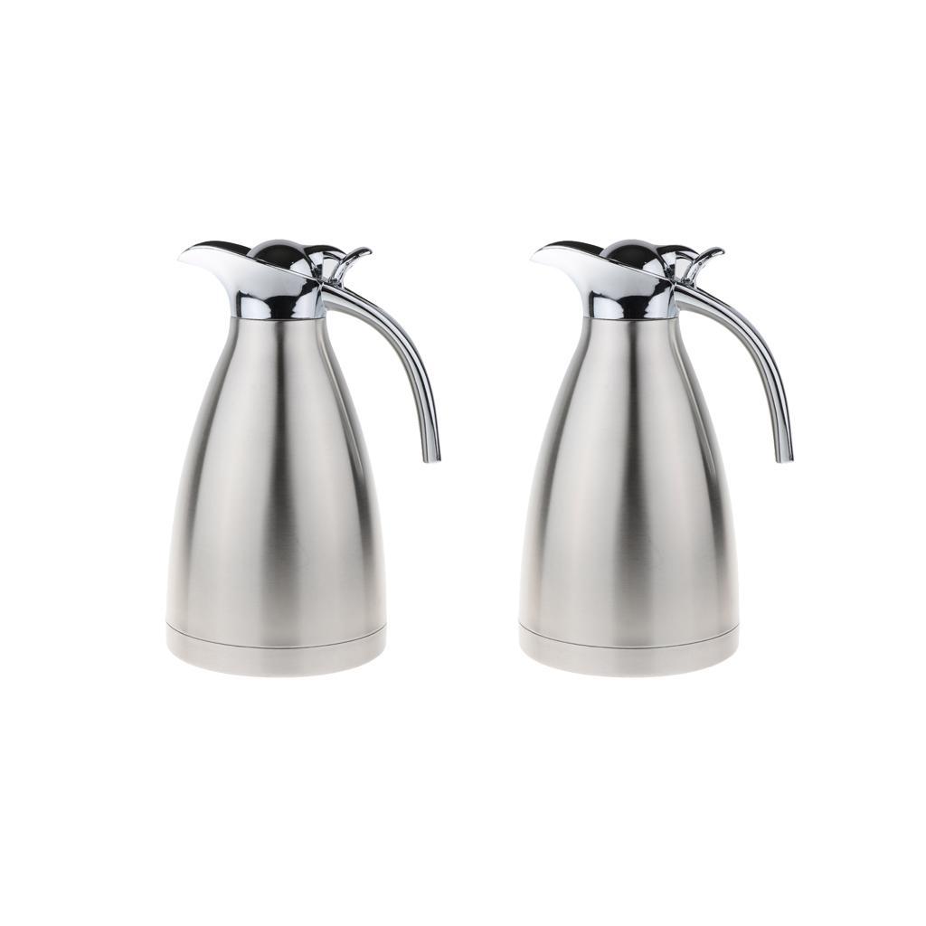 2Pcs  1 . 5L  Stainless  Vacuum  Insulated  Carafe / Coffee  Carafe  w /