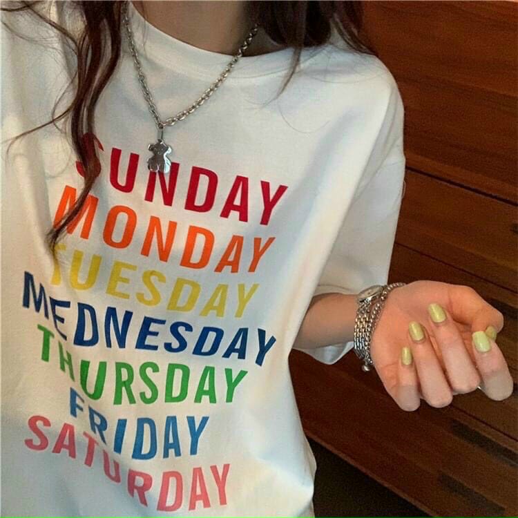 Áo thun nam nữ unisex Monday,Tusday... chất thun cotton 100% mềm mịn, co giãn tốt Bảo Bảo