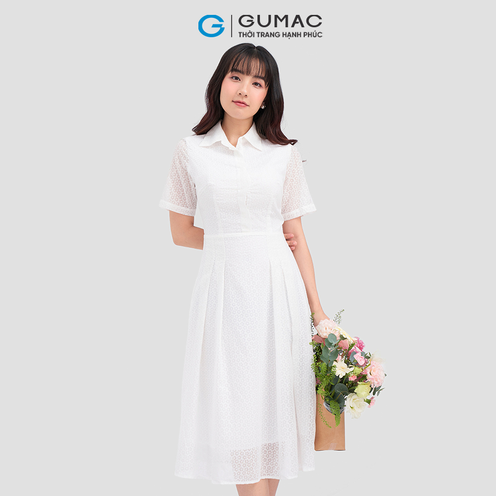 Đầm sơ mi xếp ly DC12067 thời trang GUMAC
