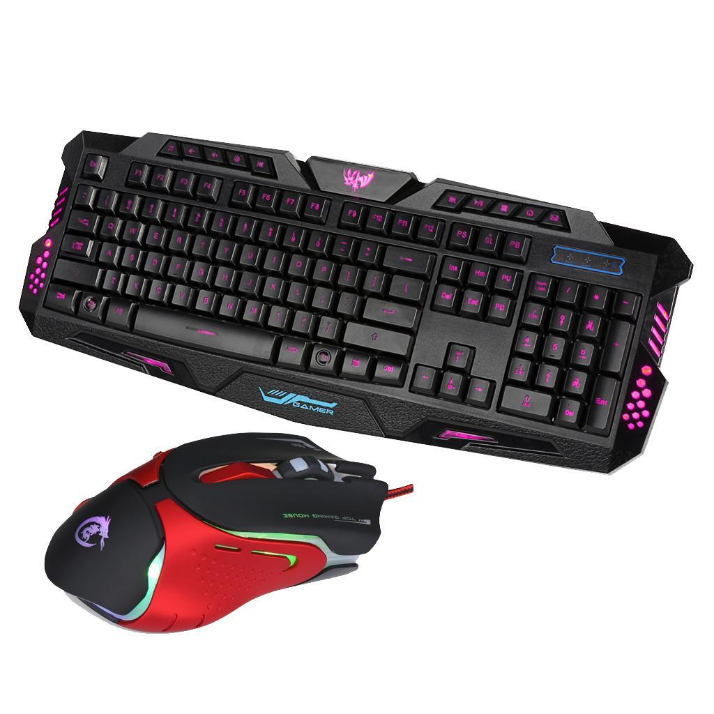 USB Wired LED Light Gaming 6 Buttons Mouse Ergonomic Keyboard Combo Set