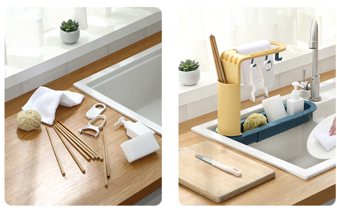 1 Kệ để chùi xoong, khăn ,nước rửa gác bồn rửa bát vừa mọi kích cỡ