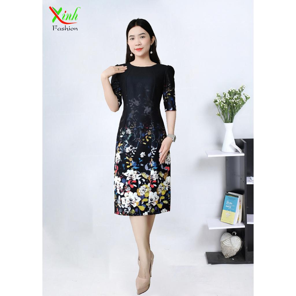 Đầm Suông Hoa In 3D Siêu Sang Gọn DL927