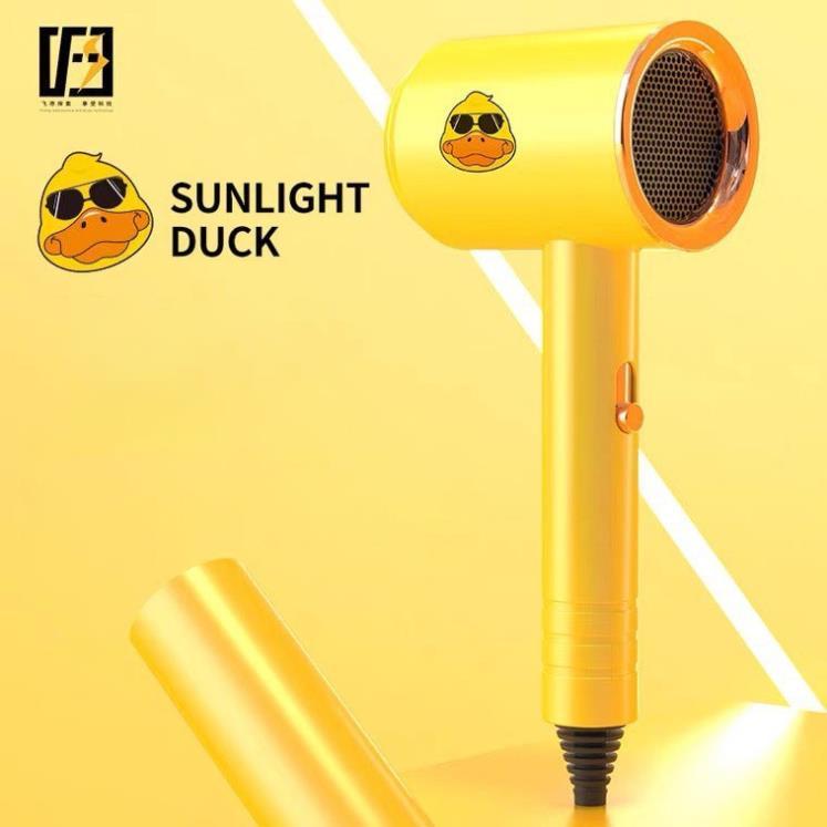 Máy sấy tóc mini Hình Vịt Vàng siêu Cute công suất 1200W kèm mỏ sấy, 2 chiều nóng lạnh, 3 tốc độ gió