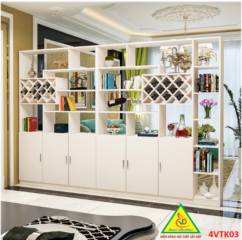 Vách ngăn kiêm tủ rượu trang trí phòng khách , nhà bếp 4VTK03 - NỘI THẤT LẮP RÁP VIENDONGADV