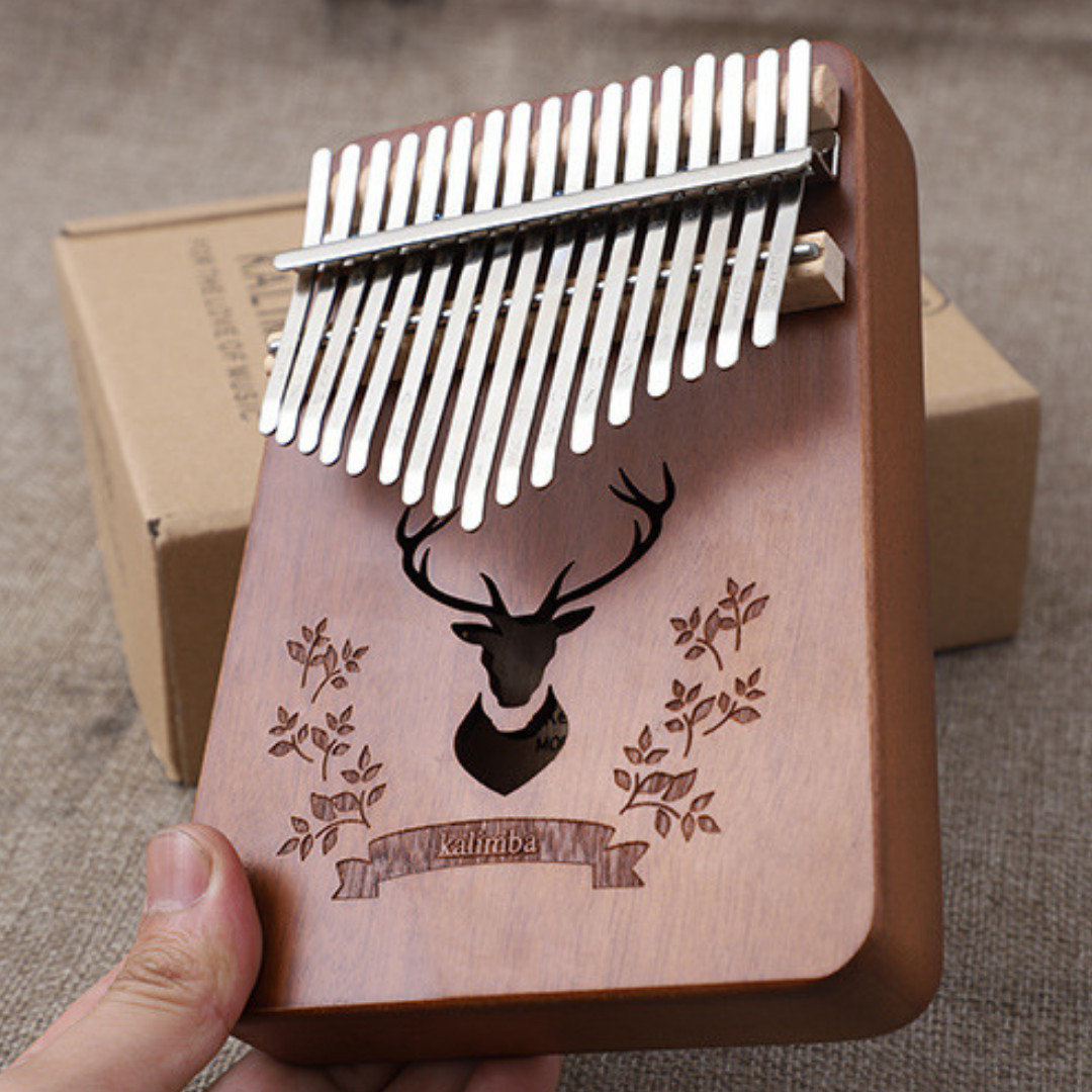 Đàn Kalimba Tuần Lộc  17 phím gỗ nguyên khối Mahagony - Tặng túi đựng đàn xinh xắn và Phụ kiện