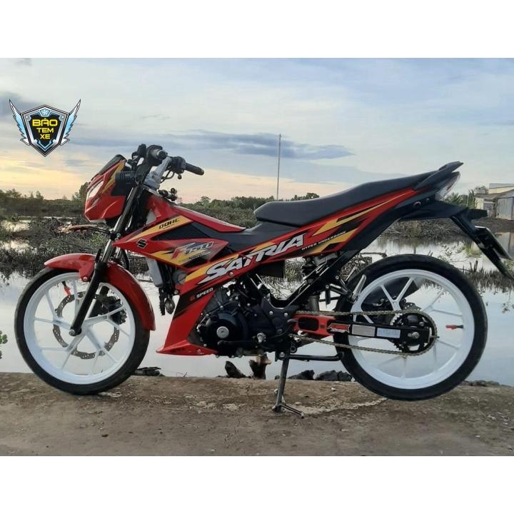 Tem rời dán xe satria fi dán xe đỏ vàng