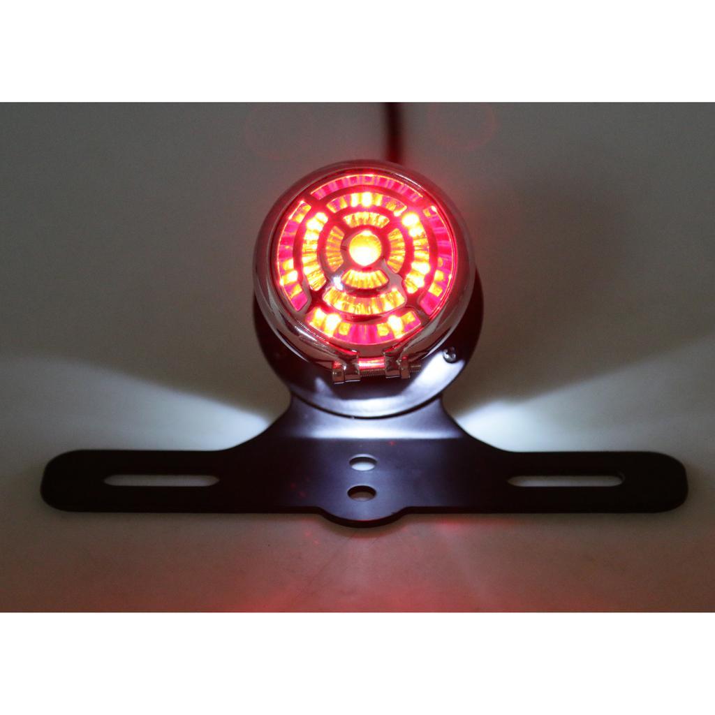 Vintage Grill Tail Brake Light Lamp License Bracket Plate For Harley Chopper Yamaha Black