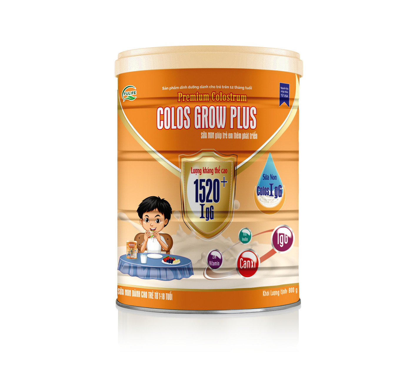 Sữa Non Colos GrowPlus Dành Cho Trẻ Biếng Ăn, Thấp Còi, Tiêu Hóa Kém và Phát Triển Chiều Cao - Lon 400g/ 800g