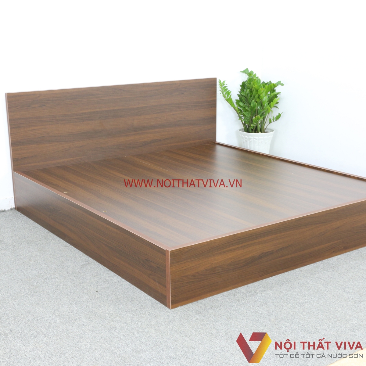 Giường Ngủ Gỗ MDF Melamine Màu Nâu Đẹp Hiện Đại Giá Rẻ
