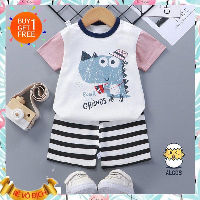 Bộ quần áo bé trai - Bộ khủng long - Cotton 100% thoáng mát thấm hút mồ hôi an toàn cho bé