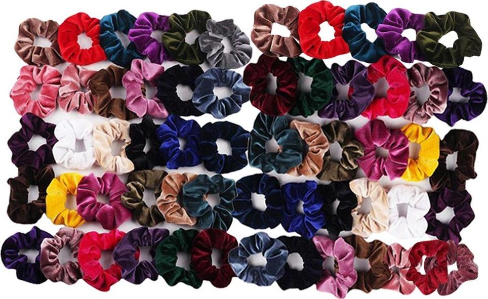 60 Miếng Tóc Scrunchies Thun Nhung Tóc Scrunchy Dây Buộc Tóc Dây