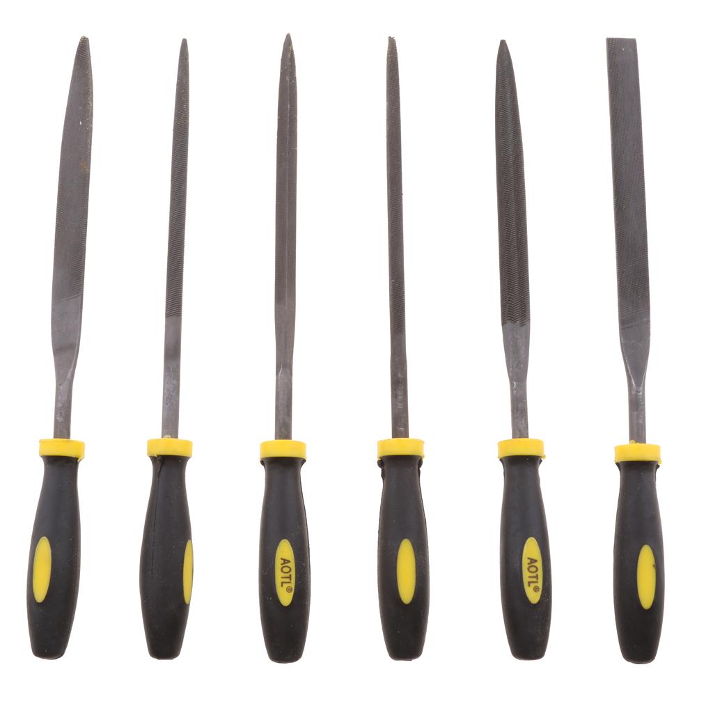 6Pc Steel Rasp Neecle File Set Jeweler Wood Carving Tool Rubber Handle