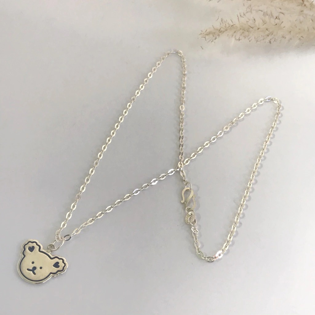 Dây Chuyền Trẻ Em Bạc 925 Hình Mặt Gấu Dễ Thương BẠC HIỂU MINH DTE064