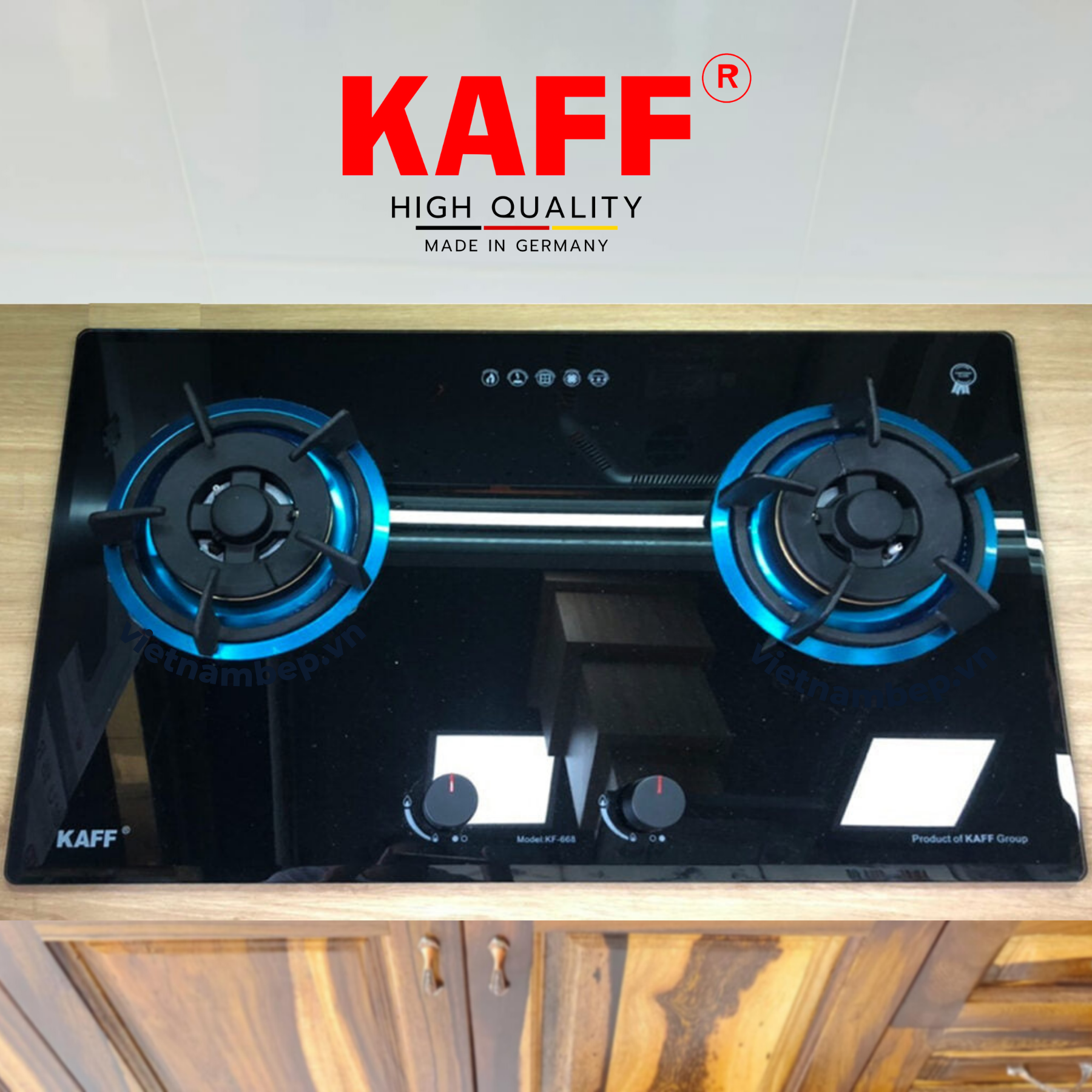 Bộ Bếp ga âm KAFF KF-668 bao gồm: Bếp ga + chảo chống dính cao cấp + bộ van ga - Hàng chính hãng