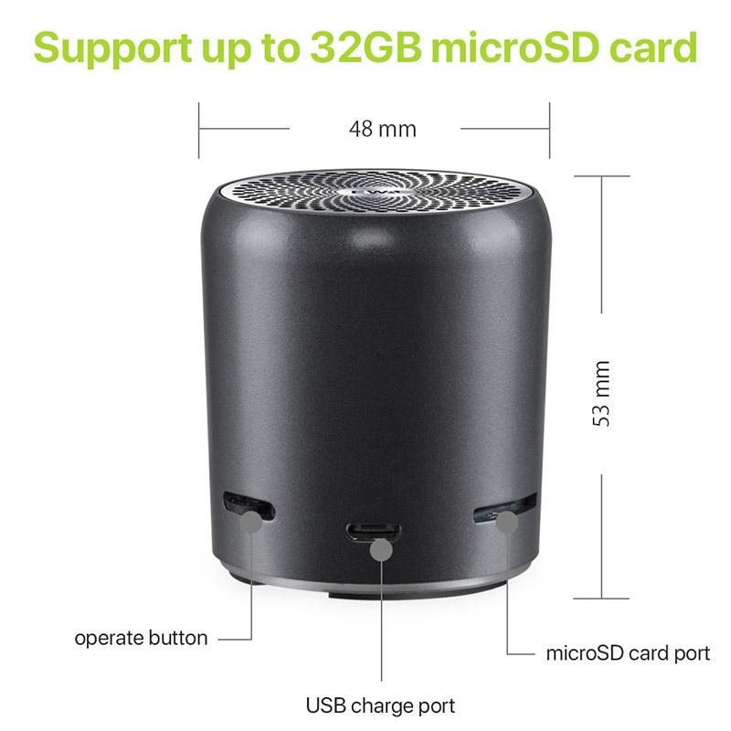Loa EWA A107S Bluetooth Di Động Kim Loại HIFI Loa Mini TWS Không Dây MP3 Nghe Nhạc Âm Thanh Mạnh Thẻ SD Chơi Loa Color: Gray