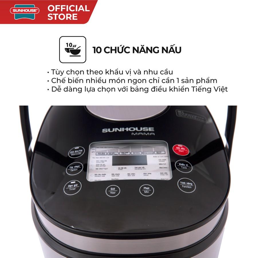 [Hàng Chính Hãng] Nồi cơm điện tử SUNHOUSE MAMA 1.8L màu đen SHD8903