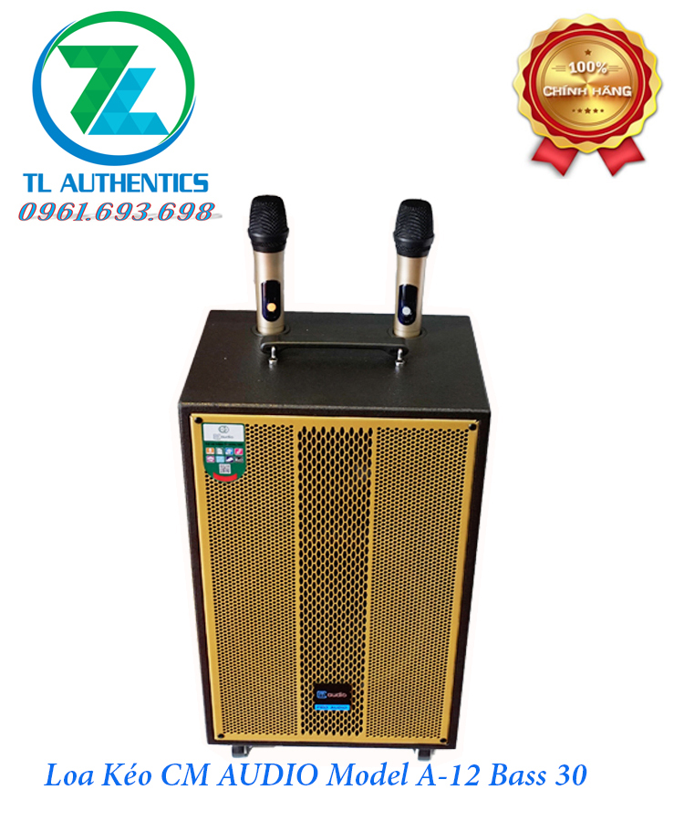 Loa kéo bluetooth CMAUDIO model A12 bass 30,hàng chính hãng nhập khẩu 2023,tặng kèm bộ sạc và pin sạc 1200mah