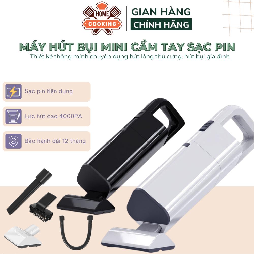 Máy hút bụi cầm tay mini, máy hút bụi giường nệm, lông thú cưng ô tô sạc tích điện, lực hút cao 4000PA bảo hành 12 tháng