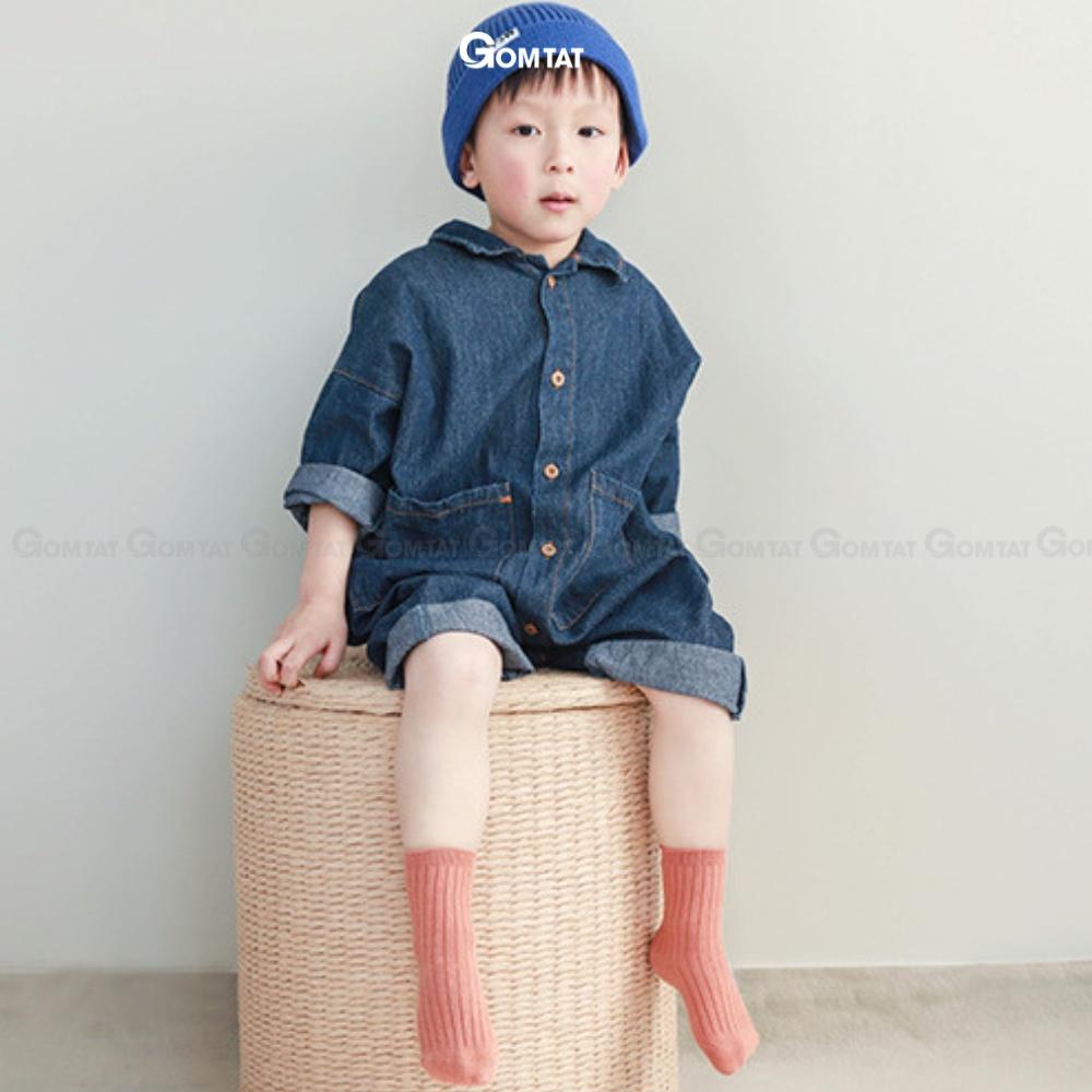 Set 5 đôi tất trẻ em cao cấp dễ thương nhiều màu, vớ trẻ em chất liệu cotton thoáng mát êm chân -TREEM-VIP-BASIC-CB5-006