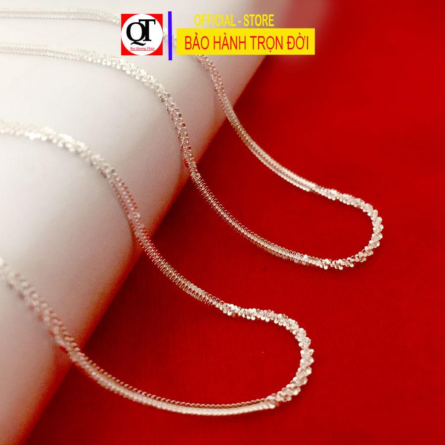 Dây chuyền bạc nữ , mặt dây phong cách Hàn Quốc đính đá kim cương nhân tạo size 8mm chất liệu bạc ta Bạc Quang Thản
