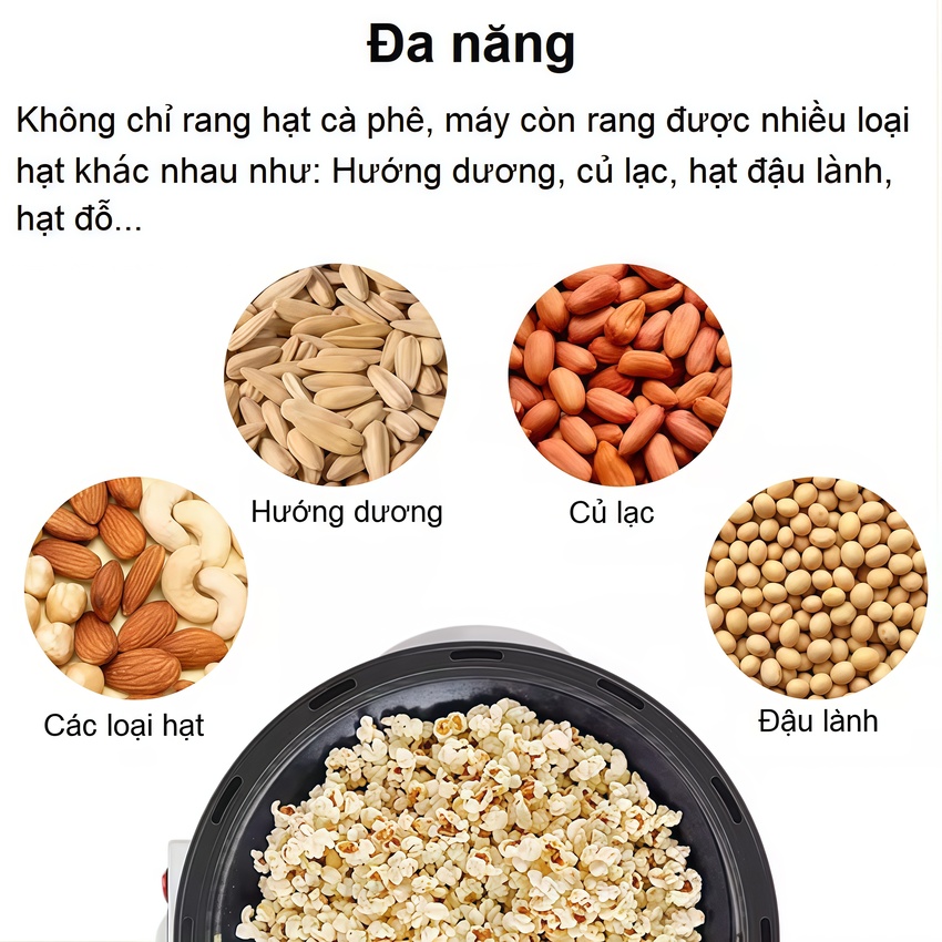 Máy rang hạt cà phê và các loại hạt tự động thương hiệu Pháp cao cấp RAF R.15601 - Công suất 800W - Hàng nhập khẩu