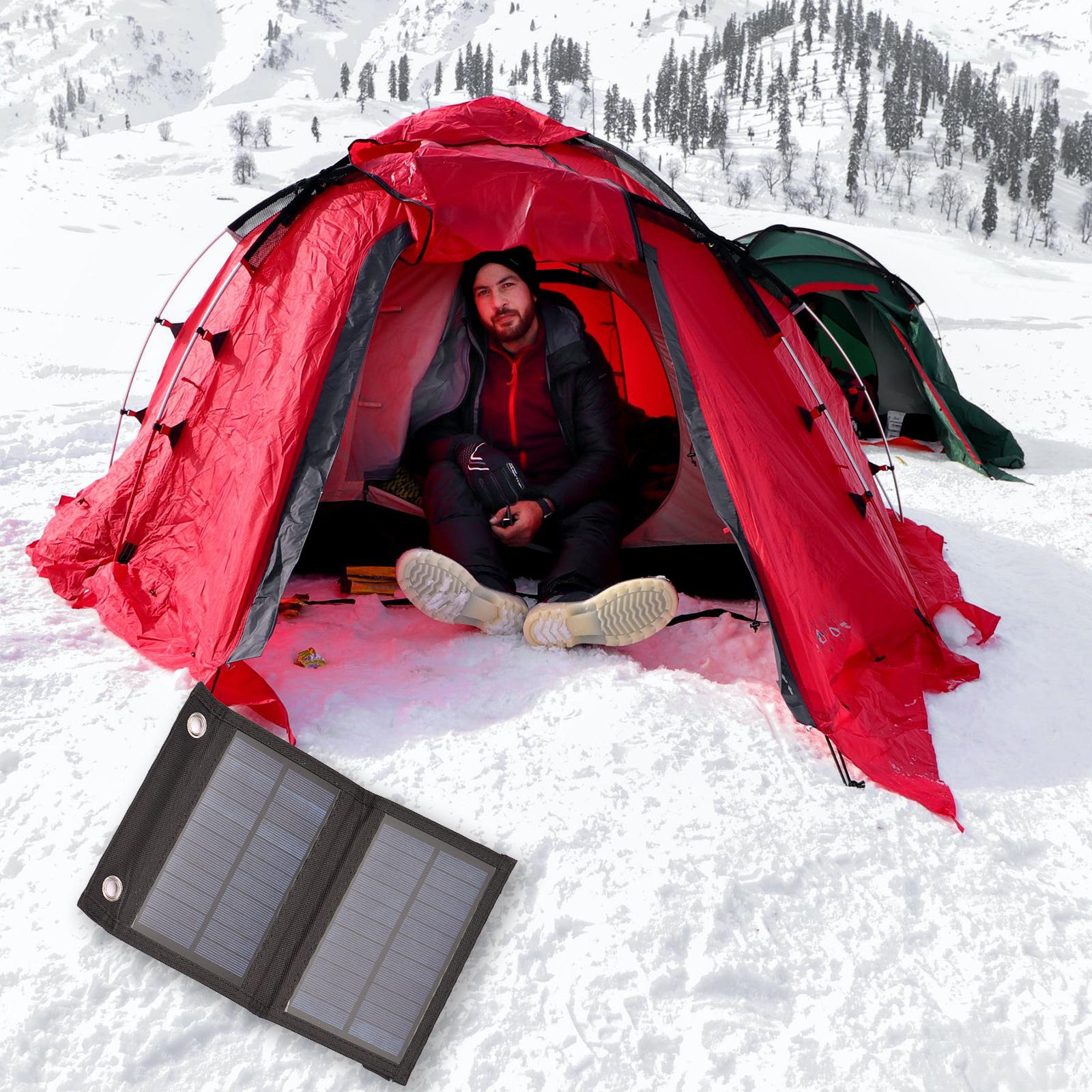 4W Foldable Solar Charger With USB Port 2PCS Carabiner Portable Solar Panel Waterproof Compact Solar Power Phone Charger