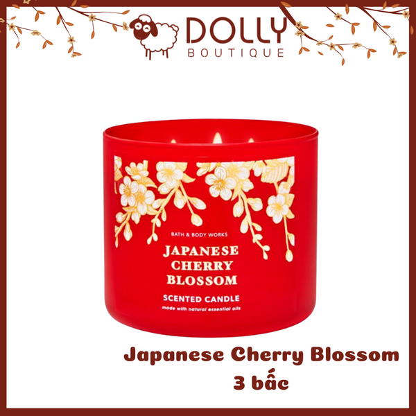 Nến Thơm 3 Bấc B.B.W Japanese Cherry Blossom 3-Wick Candle 411g