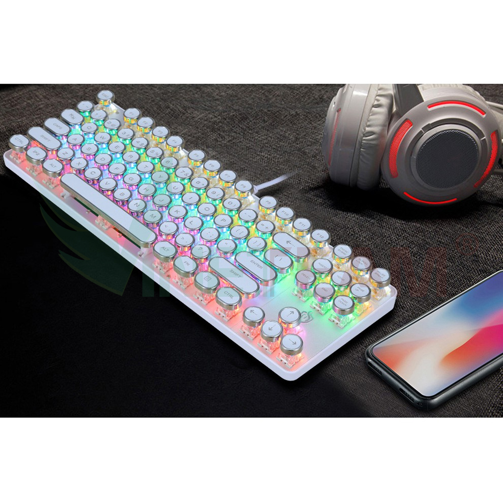 Bàn Phím Cơ Gaming Vinetteam HJK917 87 Phím Blue Switch Keycap Tròn Chống Nước Với 9 Chế Độ Led Khác Nhau - Hàng Chính Hãng