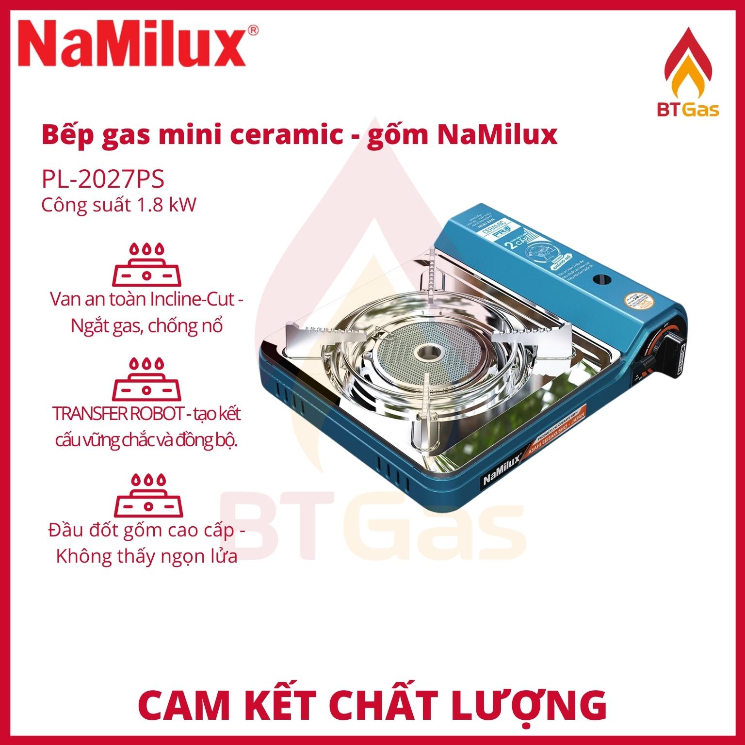 Bếp ga mini hồng ngoại, bếp gas NaMilux tích hợp van an toàn, chống nổ PL - 2027PS - Hàng chính hãng