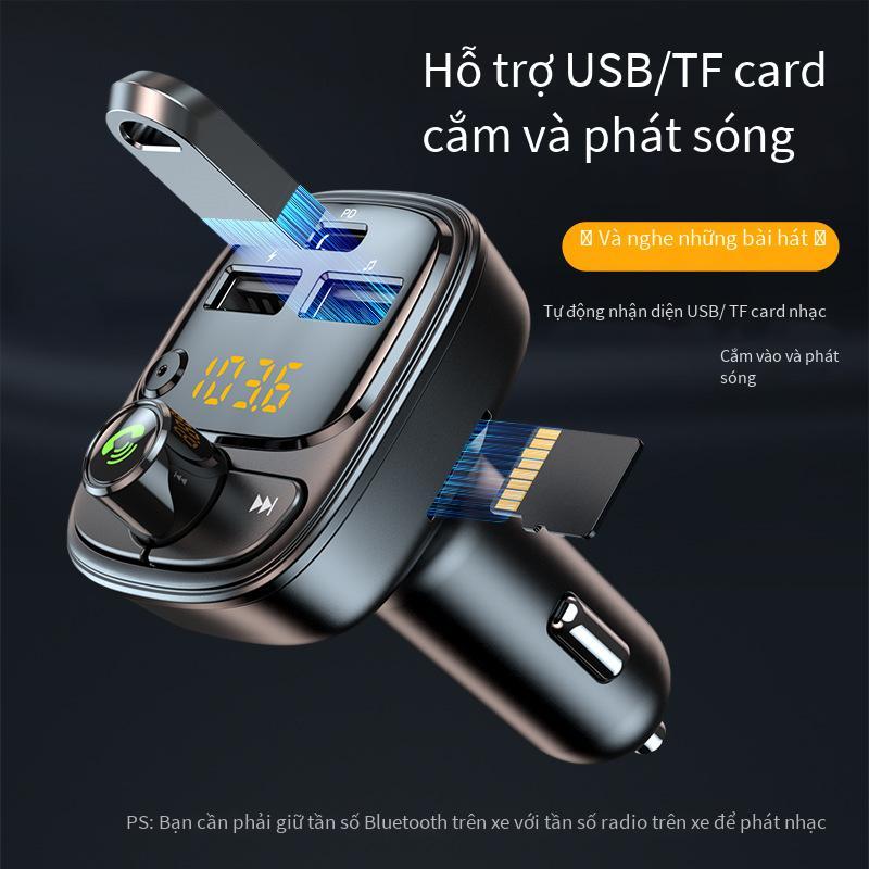 Giá Rẻ Nhất Bluetooth Xe Hơi MP3 Nghe Bluetooth Thông Minh 5.1 Chip Ổ Đĩa U/Thẻ TF PD24W Sạc Nhanh + 2.4A Sạc Xe Hơi